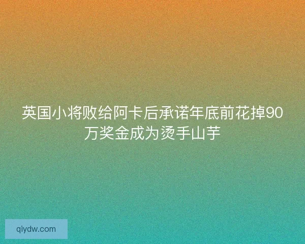 英国小将败给阿卡后承诺年底前花掉90万奖金成为烫手山芋