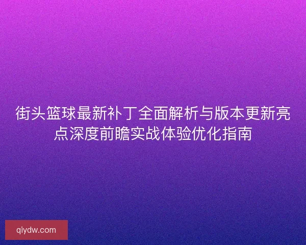 街头篮球最新补丁全面解析与版本更新亮点深度前瞻实战体验优化指南